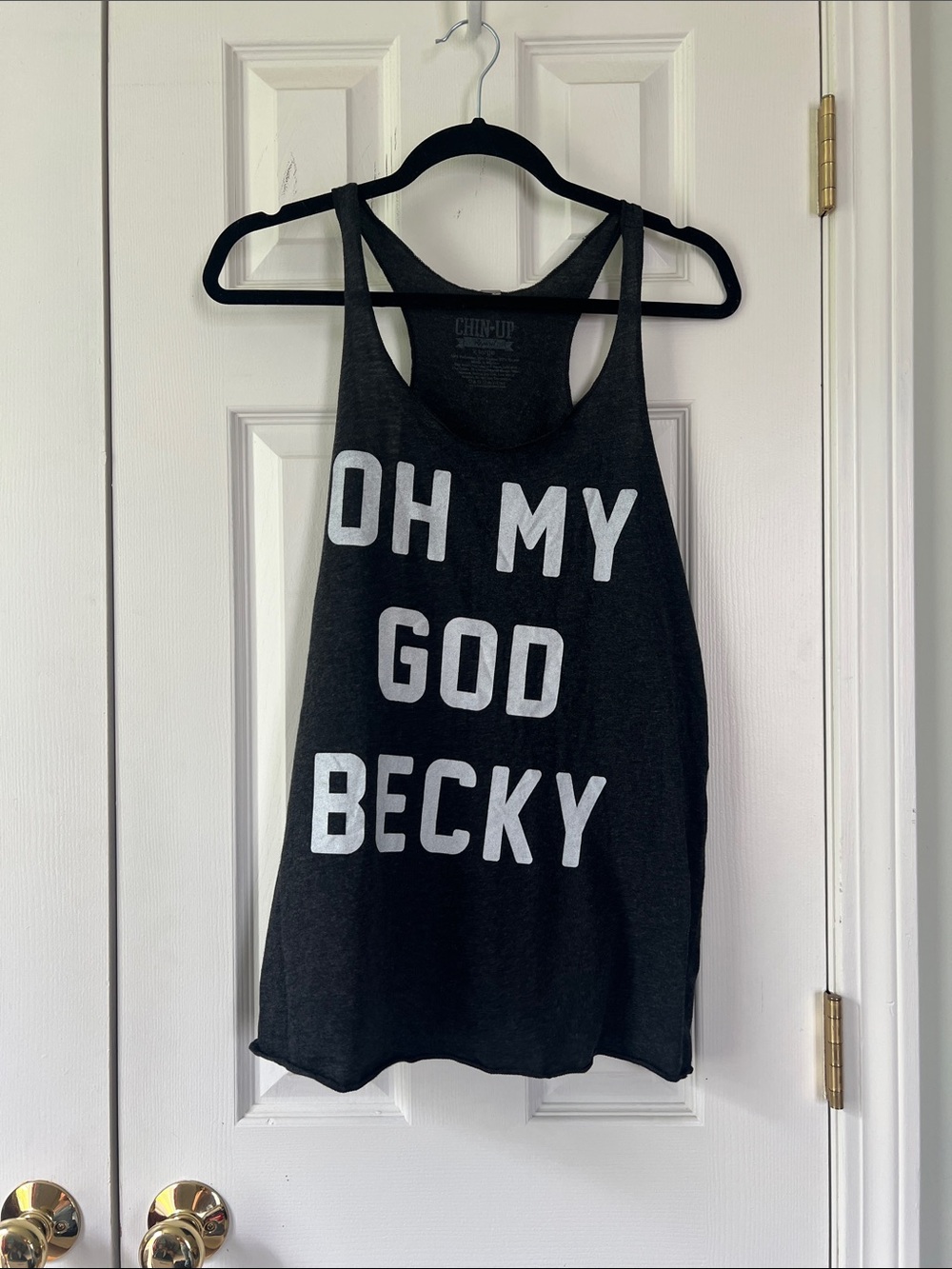Chin Up Apparel Black Tank with White Graphic Text